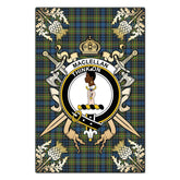 Clan MacLellan Ancient Tartan Crest Black Garden Flag - Gold Thistle DW21 Clan Garden Tartan Today
