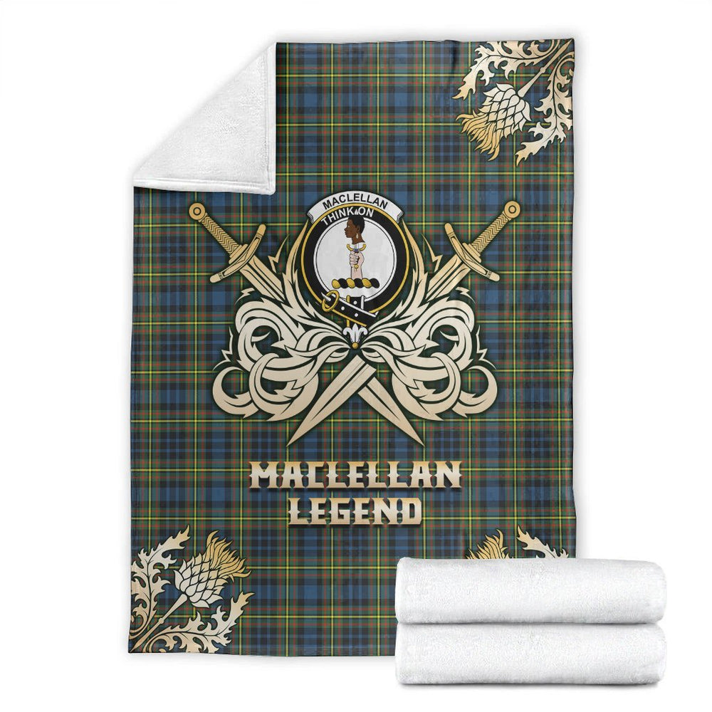 Clan MacLellan Ancient Tartan Gold Courage Symbol Blanket LO51 Clan Hall Tartan Today