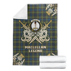 Clan MacLellan Ancient Tartan Gold Courage Symbol Blanket LO51 Clan Hall Tartan Today
