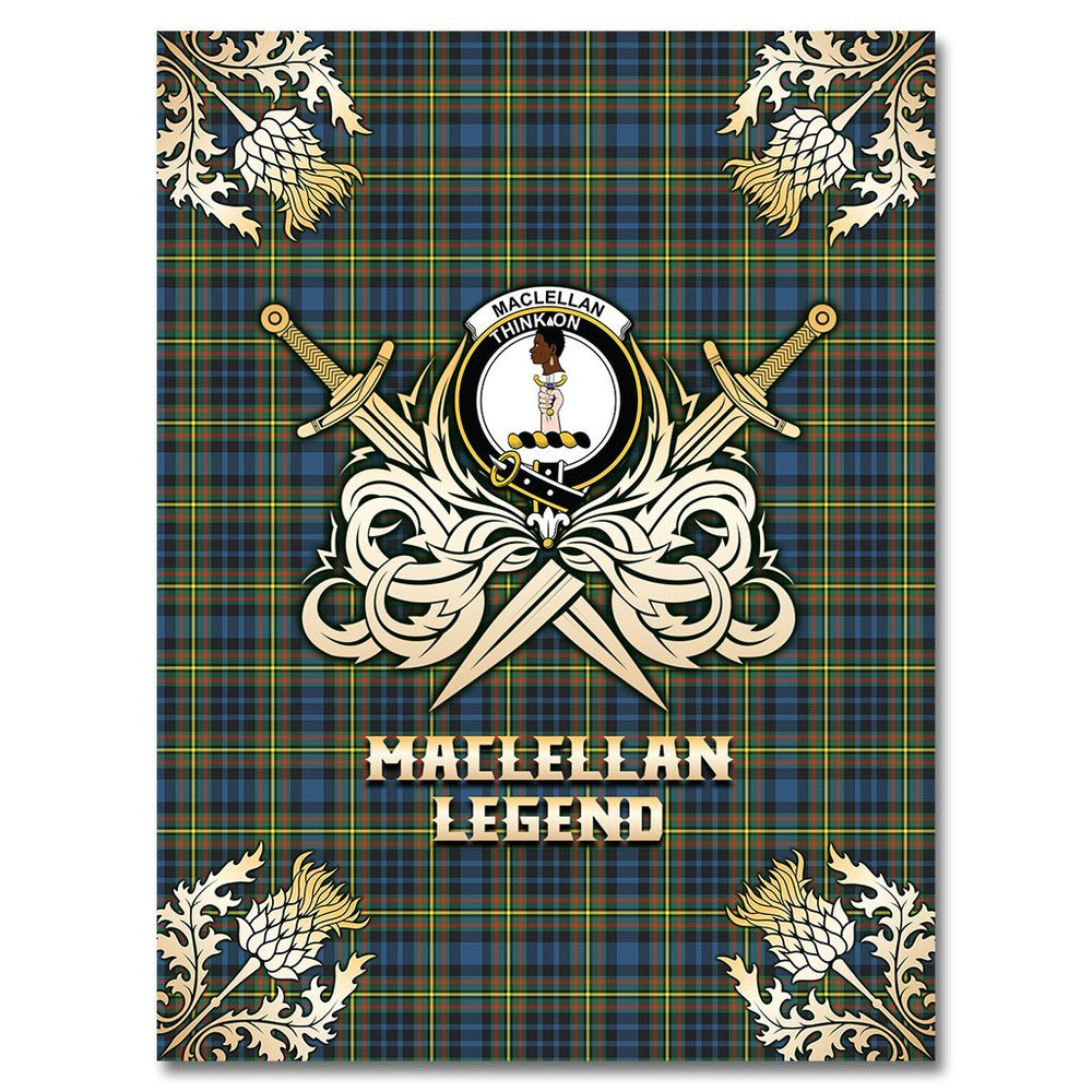 Clan MacLellan Ancient Tartan Gold Courage Symbol Blanket LO51 Clan Hall Tartan Today
