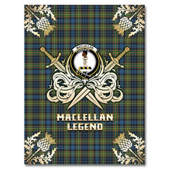 Clan MacLellan Ancient Tartan Gold Courage Symbol Blanket LO51 Clan Hall Tartan Today