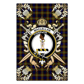 Clan MacLellan Modern Tartan Crest Black Garden Flag - Gold Thistle IW98 Clan Garden Tartan Today