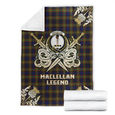 Clan MacLellan Modern Tartan Gold Courage Symbol Blanket ND58 Clan Hall Tartan Today