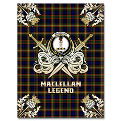 Clan MacLellan Modern Tartan Gold Courage Symbol Blanket ND58 Clan Hall Tartan Today