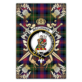 Clan MacLennan Tartan Crest Black Garden Flag - Gold Thistle LL41 Clan Garden Tartan Today