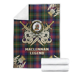 Clan MacLennan Tartan Gold Courage Symbol Blanket FT67 Clan Hall Tartan Today