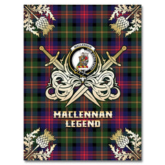 Clan MacLennan Tartan Gold Courage Symbol Blanket FT67 Clan Hall Tartan Today