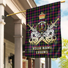Custom Name Clan MacLennan Tartan Garden Flag with Clan Crest and the Golden Sword of Courageous Legacy WO90