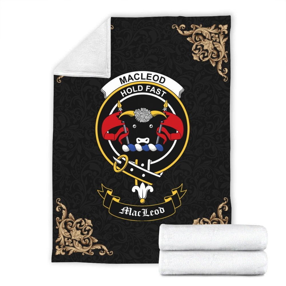 Clan MacLeod Crest Tartan Premium Blanket Black HP95 Clan Hall Tartan Today