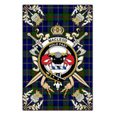 Clan MacLeod of Harris Modern Tartan Crest Black Garden Flag - Gold Thistle HA44 Clan Garden Tartan Today