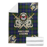 Clan MacLeod of Harris Modern Tartan Gold Courage Symbol Blanket OQ88 Clan Hall Tartan Today