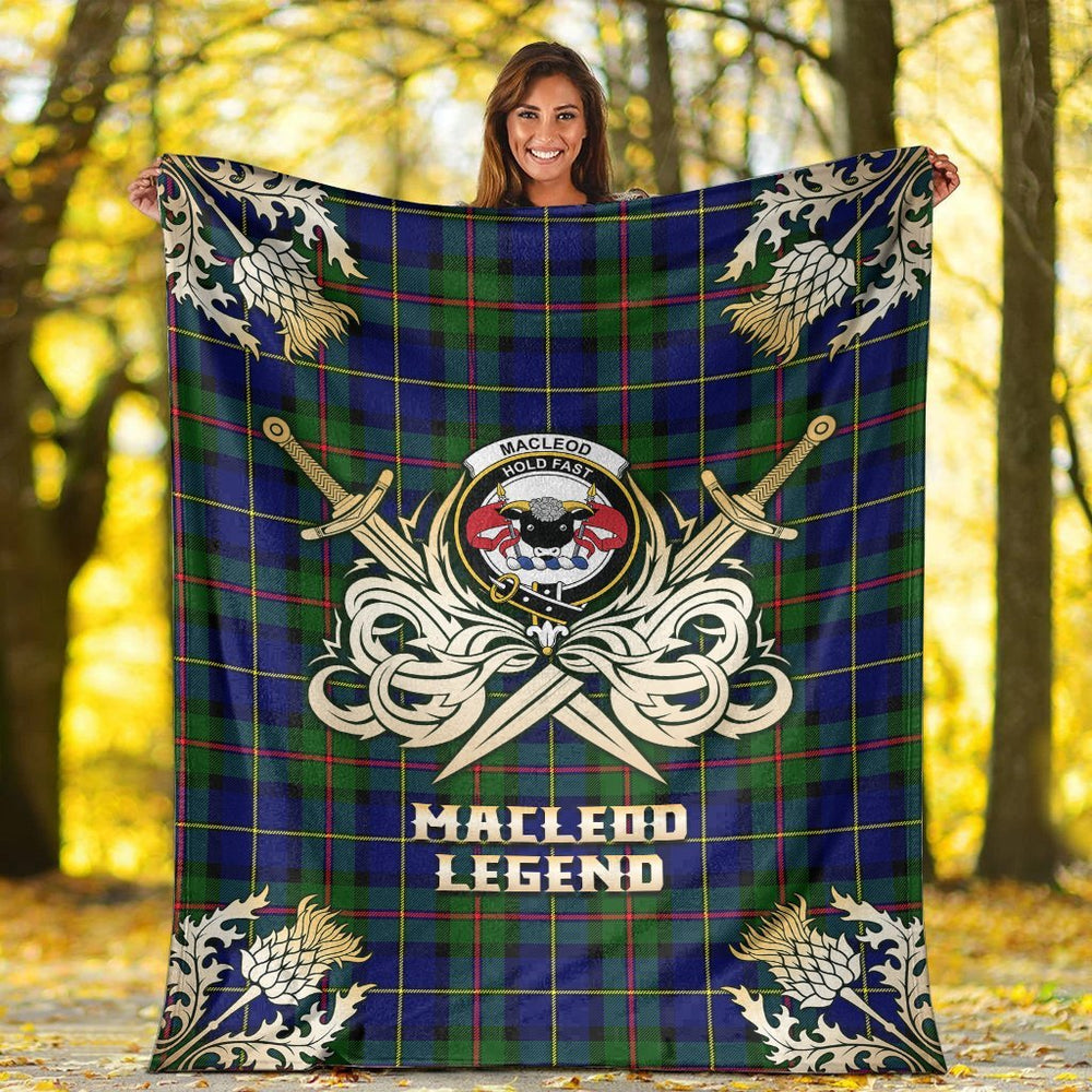 Clan MacLeod of Harris Modern Tartan Gold Courage Symbol Blanket OQ88 Clan Hall Tartan Today
