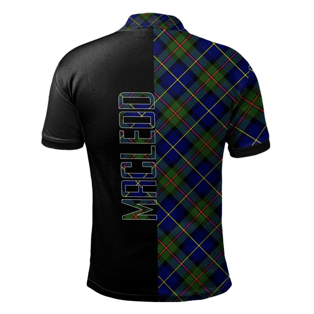 Clan MacLeod of Harris Modern Tartan Polo Shirt Half of Me - Cross Style DX30 MacLeod of Harris Modern Tartan Tartan Polo