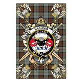 Clan MacLeod of Harris Weathered Tartan Crest Black Garden Flag - Gold Thistle IR51 Clan Garden Tartan Today