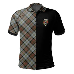 Clan MacLeod of Harris Weathered Tartan Polo Shirt Half of Me - Cross Style YP24 MacLeod of Harris Weathered Tartan Tartan Polo