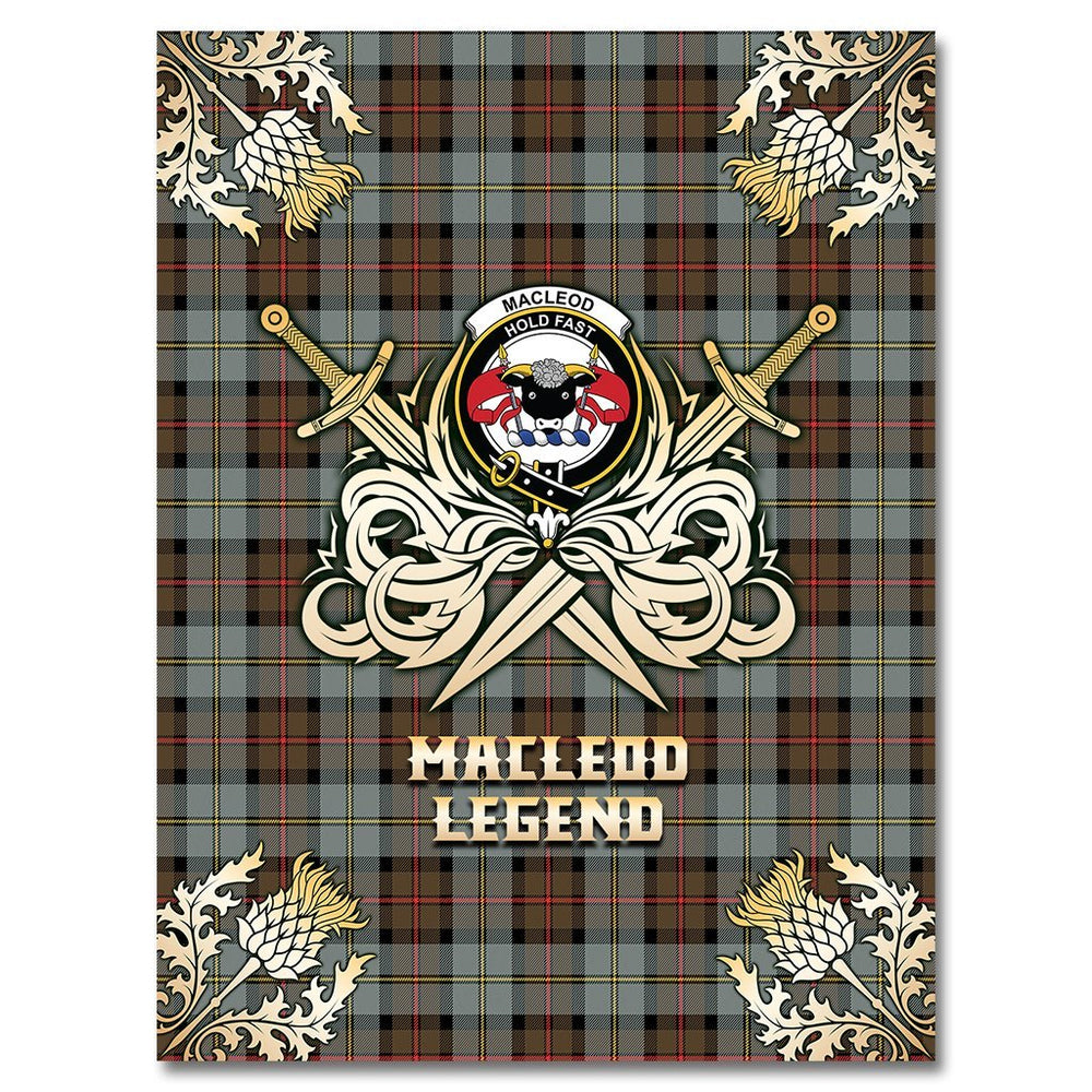 Clan MacLeod of Harris Weathered Tartan Gold Courage Symbol Blanket ZF33 Clan Hall Tartan Today