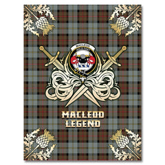 Clan MacLeod of Harris Weathered Tartan Gold Courage Symbol Blanket ZF33 Clan Hall Tartan Today