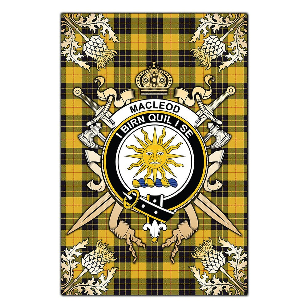 Clan MacLeod of Lewis Ancient Tartan Crest Black Garden Flag - Gold Thistle DU68 Clan Garden Tartan Today