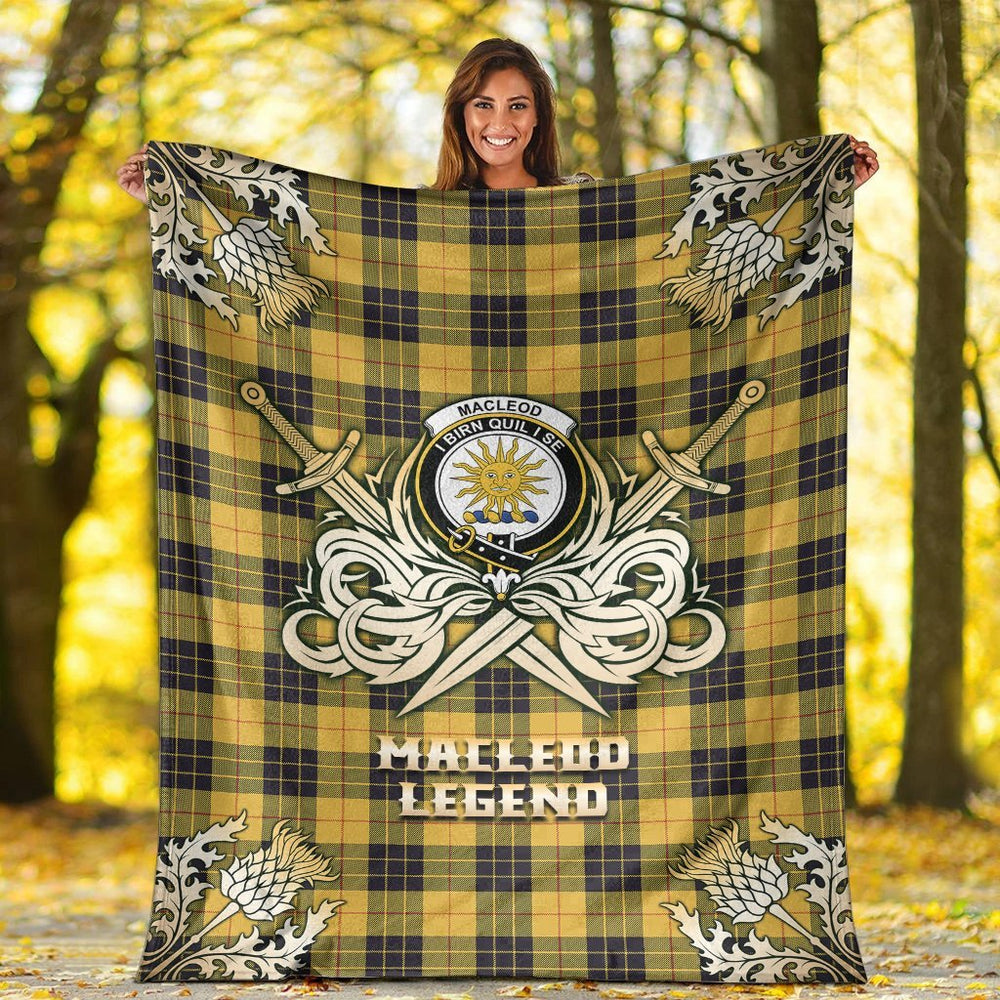 Clan MacLeod of Lewis Ancient Tartan Gold Courage Symbol Blanket TC80 Clan Hall Tartan Today
