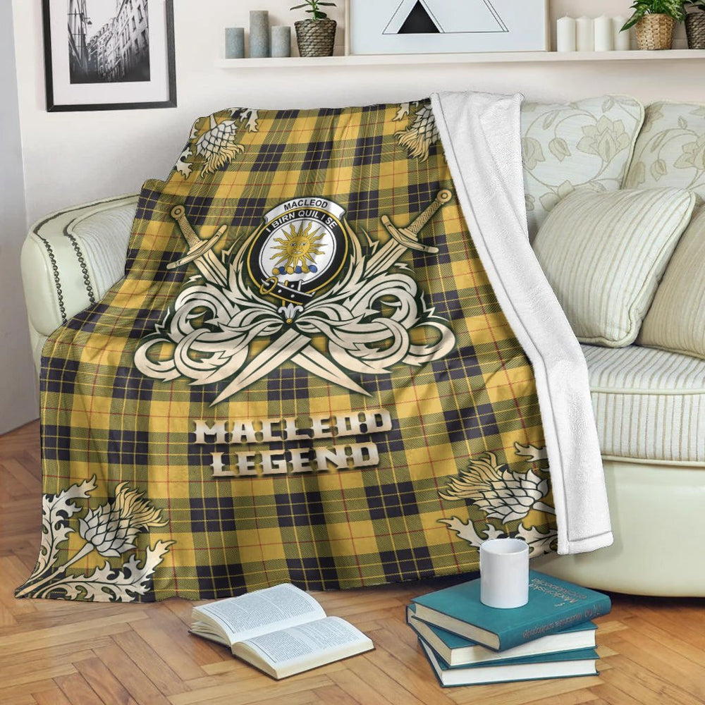 Clan MacLeod of Lewis Ancient Tartan Gold Courage Symbol Blanket TC80 Clan Hall Tartan Today