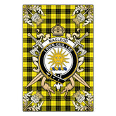 Clan MacLeod of Lewis Modern Tartan Crest Black Garden Flag - Gold Thistle RL89 Clan Garden Tartan Today