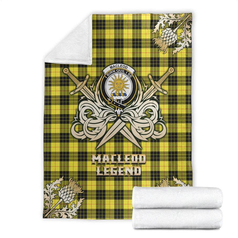Clan MacLeod of Lewis Modern Tartan Gold Courage Symbol Blanket ES55 Clan Hall Tartan Today