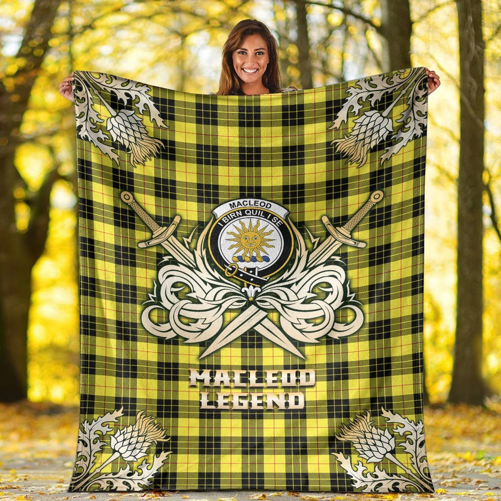 Clan MacLeod of Lewis Modern Tartan Gold Courage Symbol Blanket ES55 Clan Hall Tartan Today