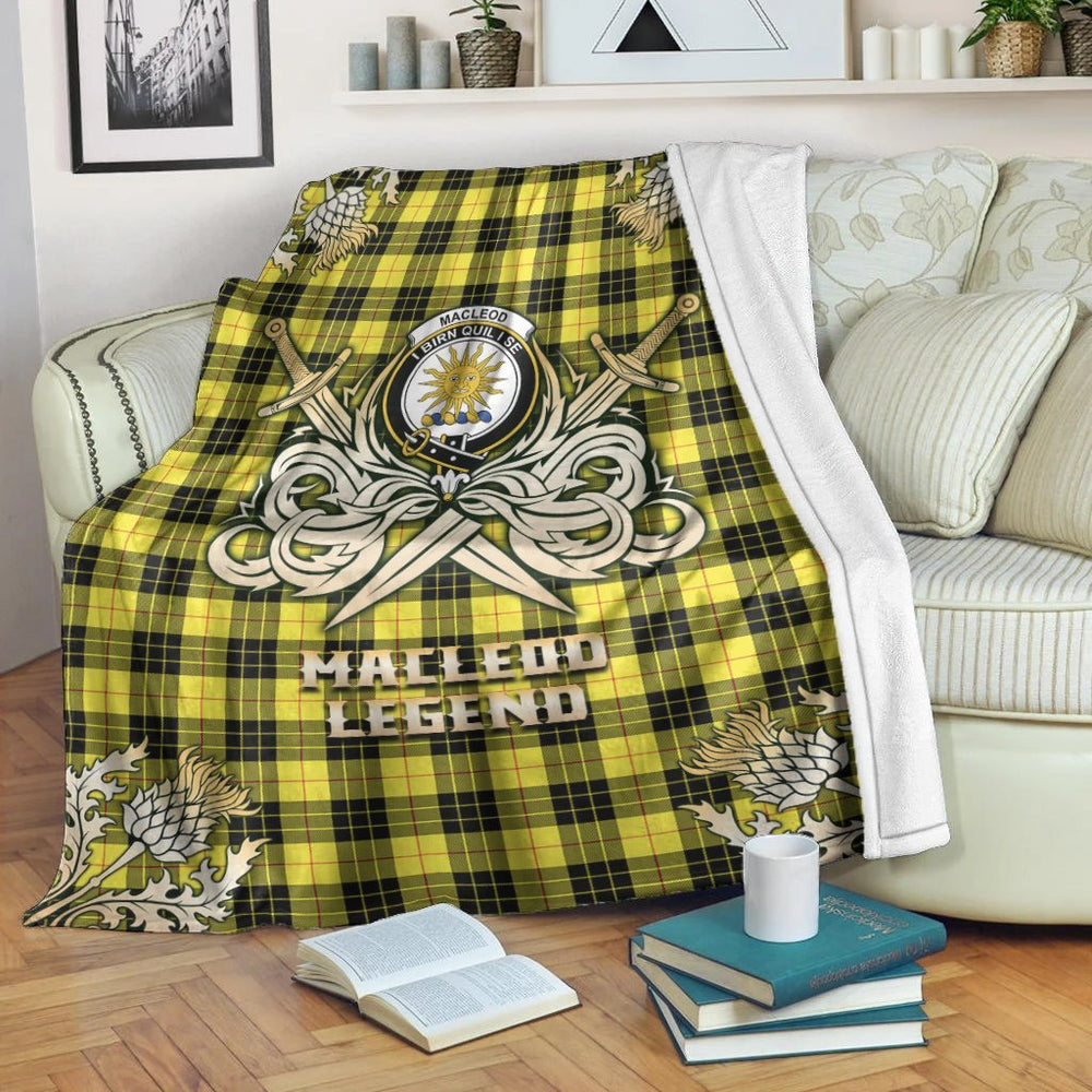 Clan MacLeod of Lewis Modern Tartan Gold Courage Symbol Blanket ES55 Clan Hall Tartan Today