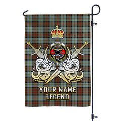Custom Name Clan MacLeod of Harris Weathered Tartan Garden Flag with Clan Crest and the Golden Sword of Courageous Legacy XY84
