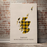 MacLeod of Lewis Ancient Tartan Scotland Map Canvas – “Tartan Runs Through My Veins” Wall Art