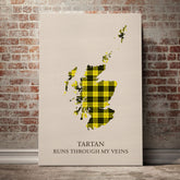 MacLeod of Lewis Modern Tartan Scotland Map Canvas – “Tartan Runs Through My Veins” Wall Art
