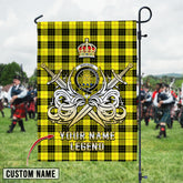 Personalized Custom Name Clan MacLeod of Lewis Modern Tartan Garden Flag with Clan Crest and the Golden Sword of Courageous Legacy AO92 - MacLeod of Lewis Modern Tartan Design, Scottish Heritage Gift