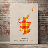 MacMillan Tartan Scotland Map Canvas – “Tartan Runs Through My Veins” Wall Art