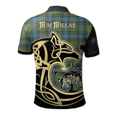Clan MacMillan Hunting Ancient Tartan Polo Shirt Viking Wolf RS16 MacMillan Hunting Ancient Tartan Tartan Polo