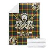 Clan MacMillan Old Modern Tartan Gold Courage Symbol Blanket DN42 Clan MacMillan Tartan Today
