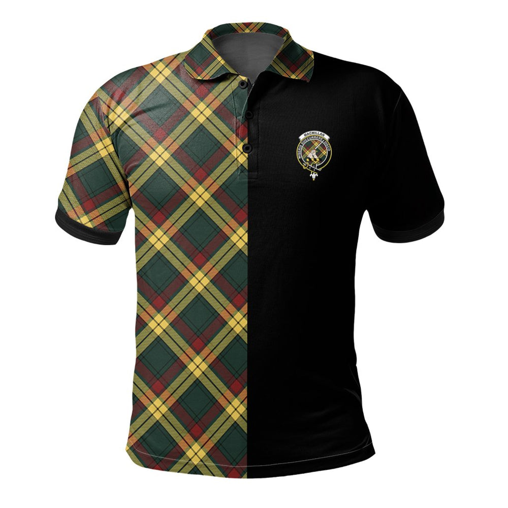 Clan MacMillan Old Modern Tartan Polo Shirt Half of Me - Cross Style CK65 MacMillan Old Modern Tartan Tartan Polo
