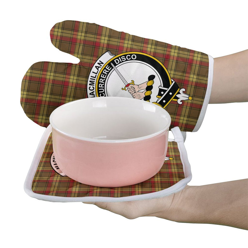 Clan MacMillan Old Weathered Tartan Crest Oven Mitt And Pot Holder (2 Oven Mitts + 1 Pot Holder) IP71 Clan MacMillan Tartan Today