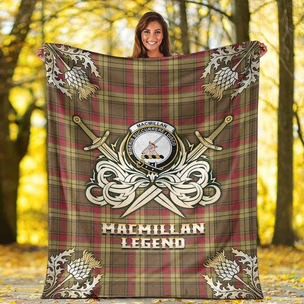 Clan MacMillan Old Weathered Tartan Gold Courage Symbol Blanket DQ23 Clan MacMillan Tartan Today