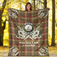 Clan MacMillan Old Weathered Tartan Gold Courage Symbol Blanket DQ23 Clan MacMillan Tartan Today