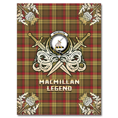 Clan MacMillan Old Weathered Tartan Gold Courage Symbol Blanket DQ23 Clan MacMillan Tartan Today