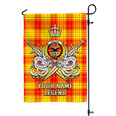 Custom Name Clan MacMillan Tartan Garden Flag with Clan Crest and the Golden Sword of Courageous Legacy ME47