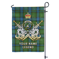 Custom Name Clan MacMillan Hunting Ancient Tartan Garden Flag with Clan Crest and the Golden Sword of Courageous Legacy WP23