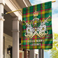 Custom Name Clan MacMillan Old Ancient Tartan Garden Flag with Clan Crest and the Golden Sword of Courageous Legacy LF65