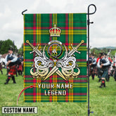 Personalized Custom Name Clan MacMillan Old Ancient Tartan Garden Flag with Clan Crest and the Golden Sword of Courageous Legacy LF65 - MacMillan Old Ancient Tartan Design, Scottish Heritage Gift