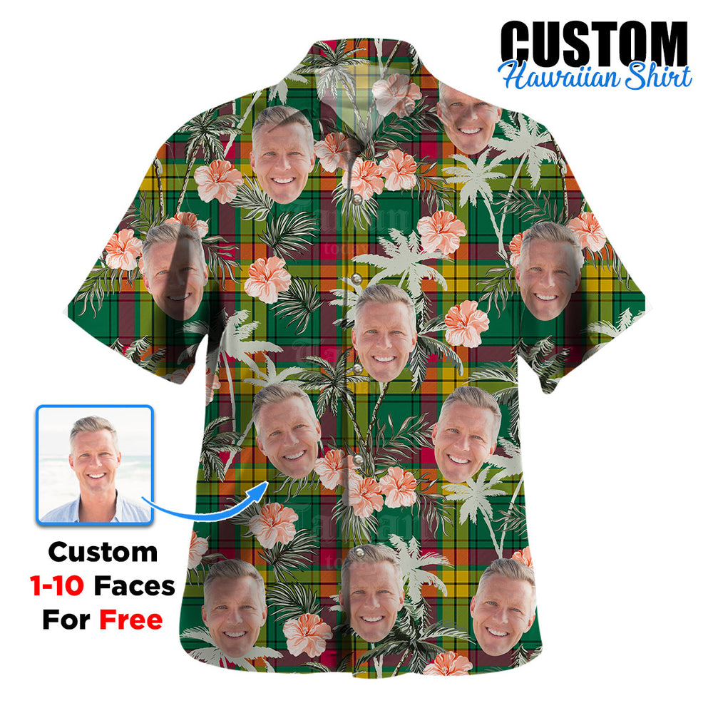 Clan MacMillan Old Ancient Tartan Custom Face Hawaiian Shirt – Unisex Gift for Family Members, Summer Party PJ66 MacMillan Old Ancient Tartan Tartan Hawaii Shirt