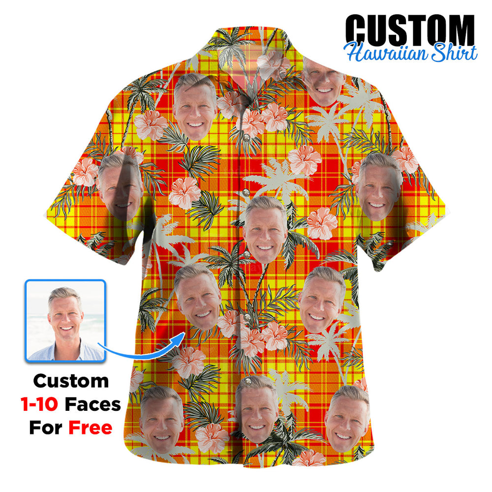 Clan MacMillan Tartan Custom Face Hawaiian Shirt – Unisex Gift for Family Members, Summer Party KA77 MacMillan Tartan Tartan Hawaii Shirt