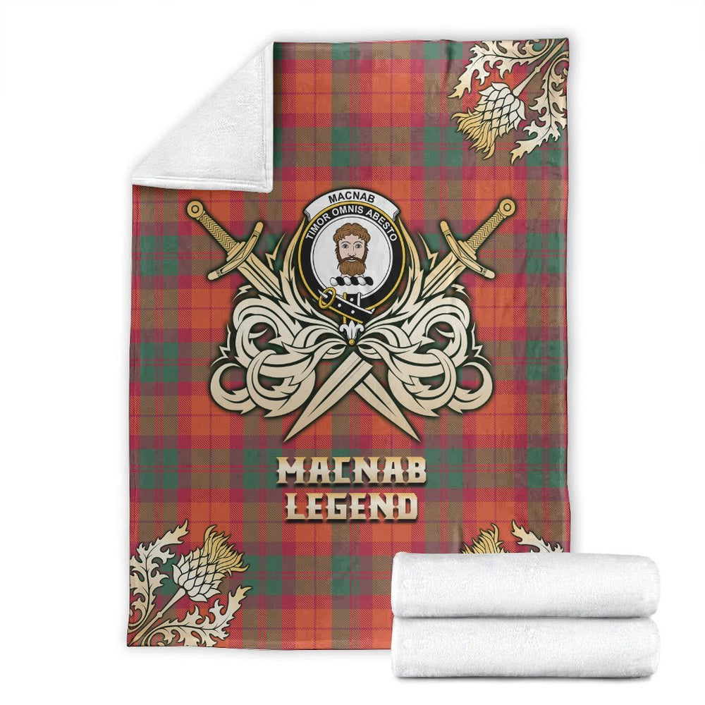 Clan MacNab Ancient Tartan Gold Courage Symbol Blanket JR84 Clan MacNab Tartan Today
