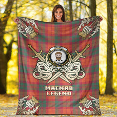 Clan MacNab Ancient Tartan Gold Courage Symbol Blanket JR84 Clan MacNab Tartan Today