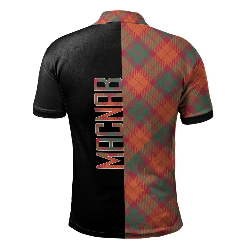 Clan MacNab Ancient Tartan Polo Shirt Half of Me - Cross Style XT71 MacNab Ancient Tartan Tartan Polo
