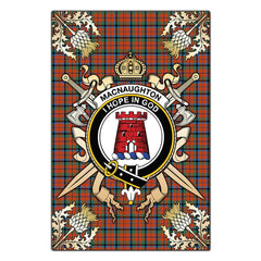 Clan MacNaughton Ancient Tartan Crest Black Garden Flag - Gold Thistle QP41 Clan MacNaughton Tartan Today